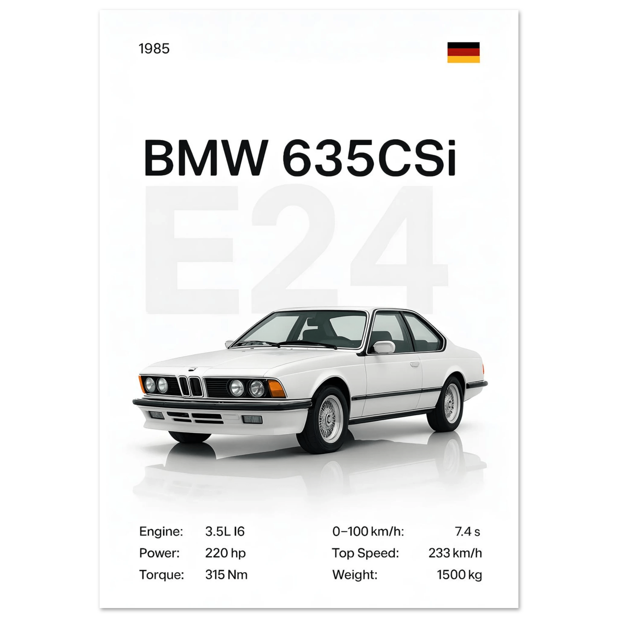 Auto Poster - "E24 635CSi" - KultKabinett