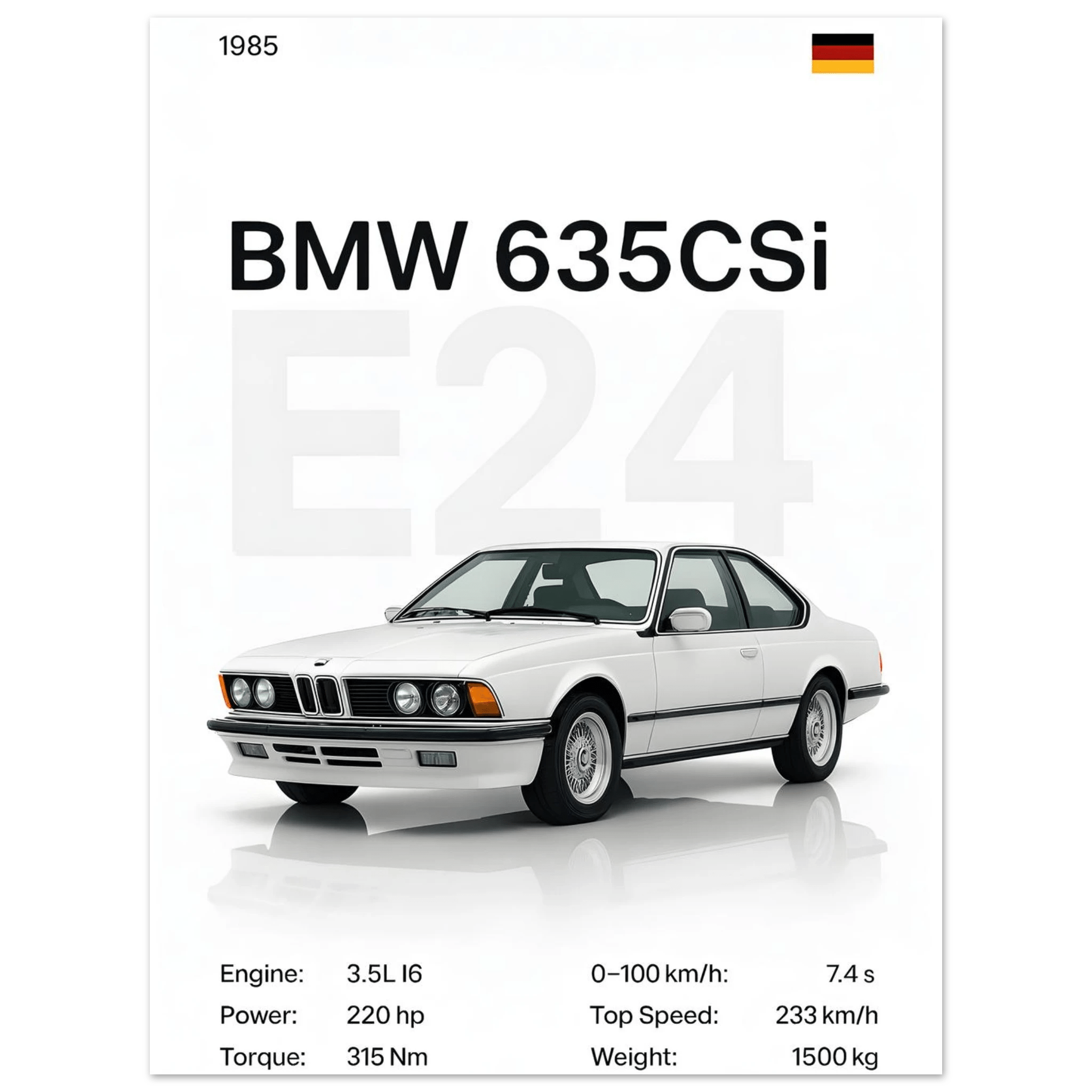 Auto Poster - "E24 635CSi" - KultKabinett