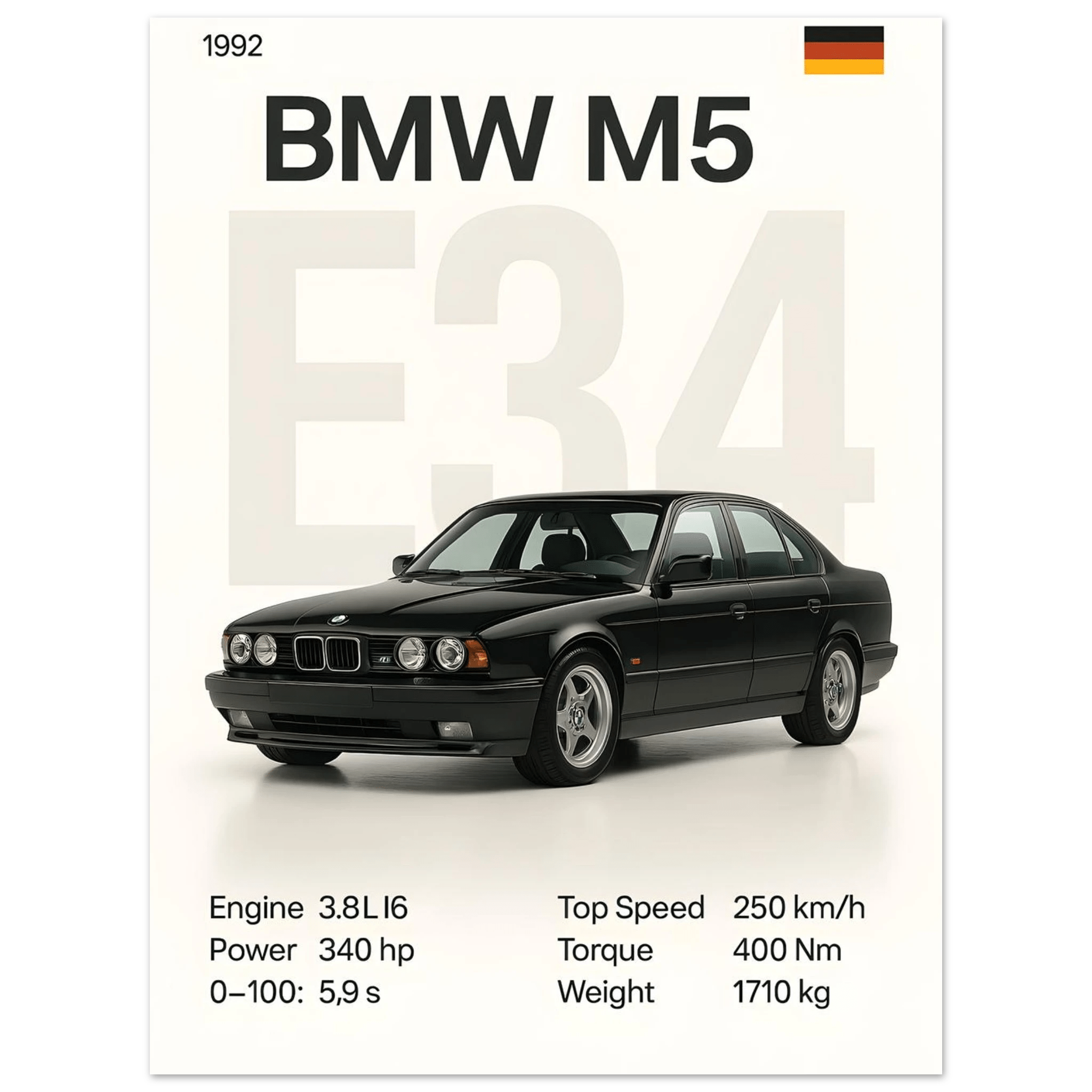 Auto Poster - "E34 M5" - KultKabinett