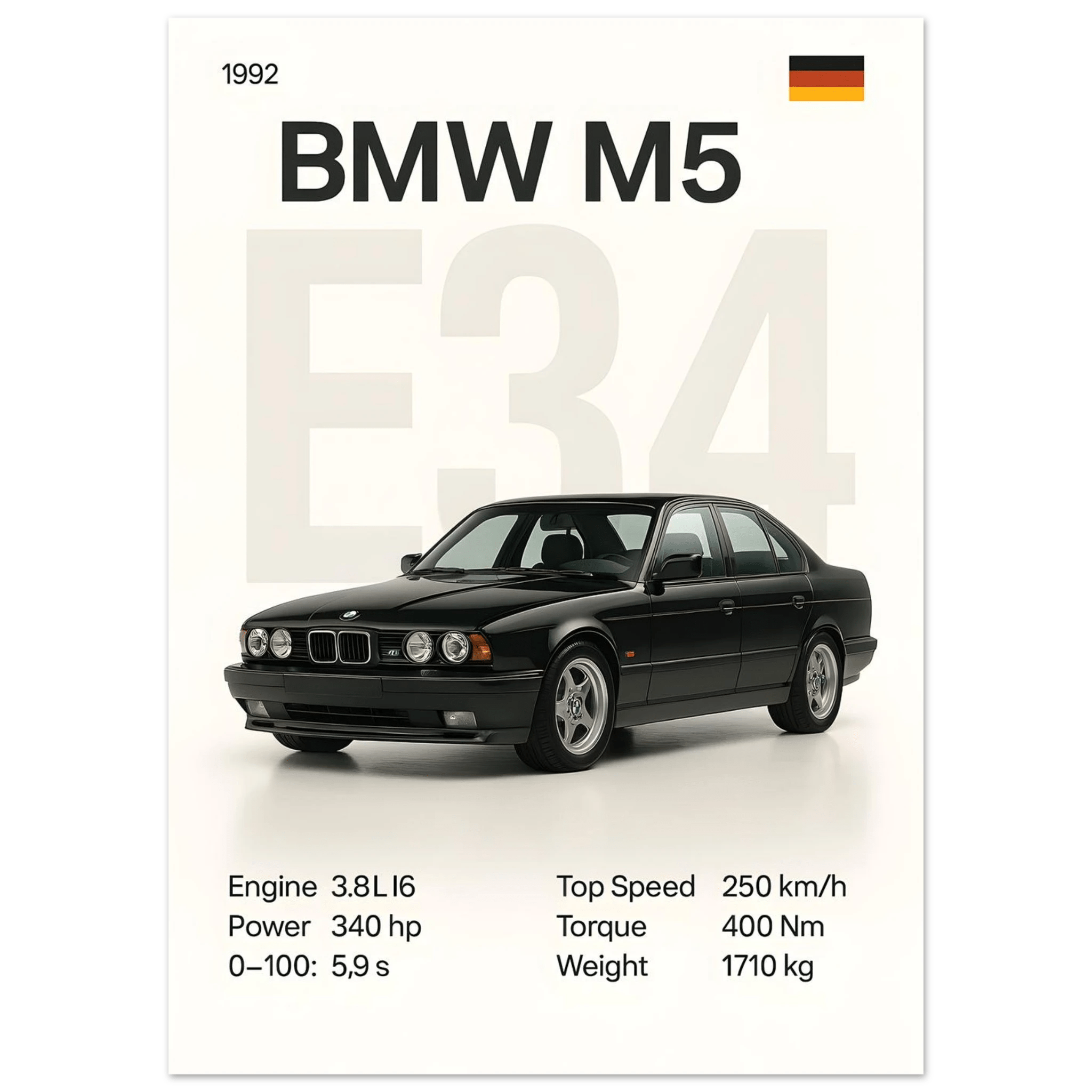 Auto Poster - "E34 M5" - KultKabinett