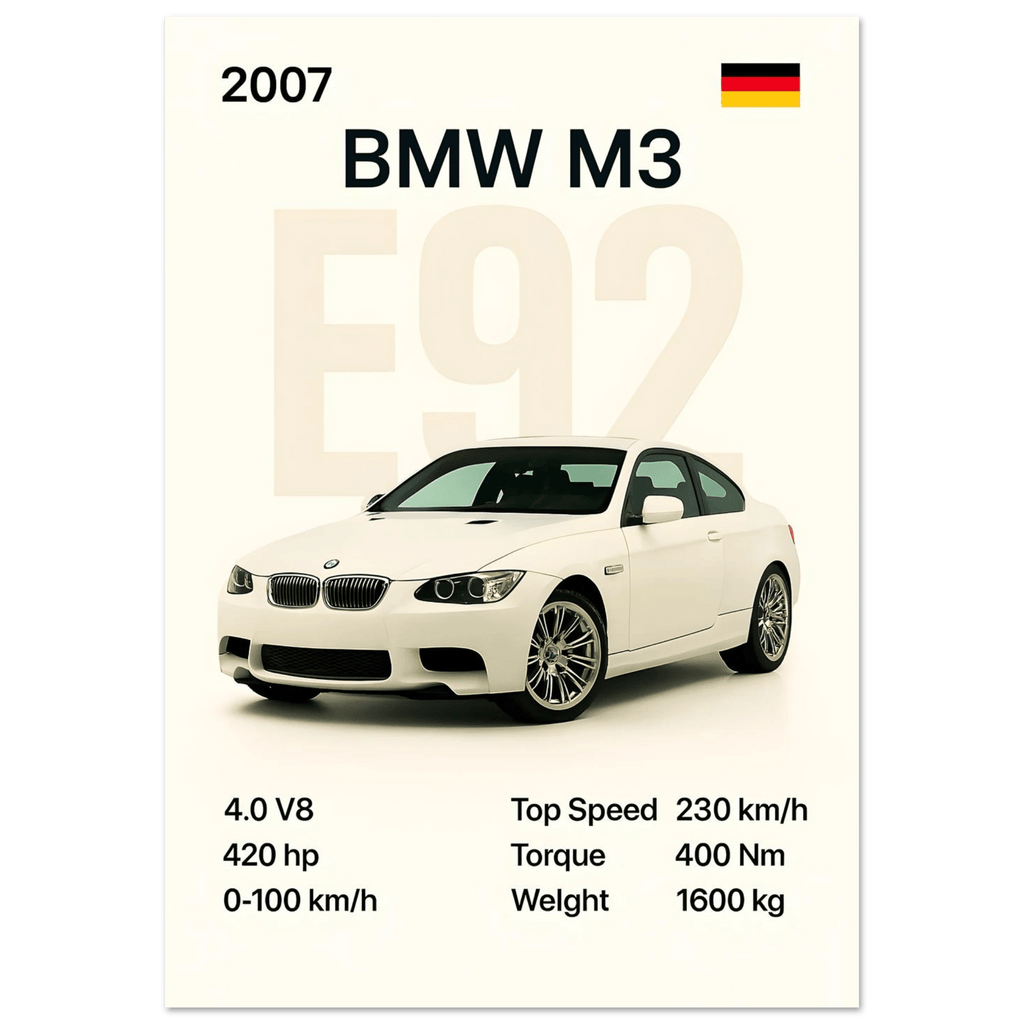 Auto Poster - "E92 M3" - KultKabinett