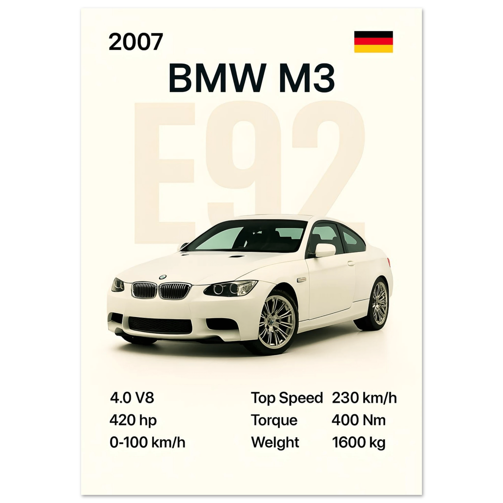 Auto Poster - "E92 M3" - KultKabinett