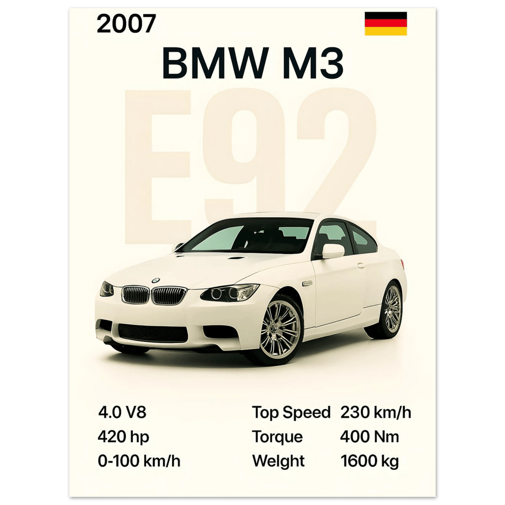 Auto Poster - "E92 M3" - KultKabinett
