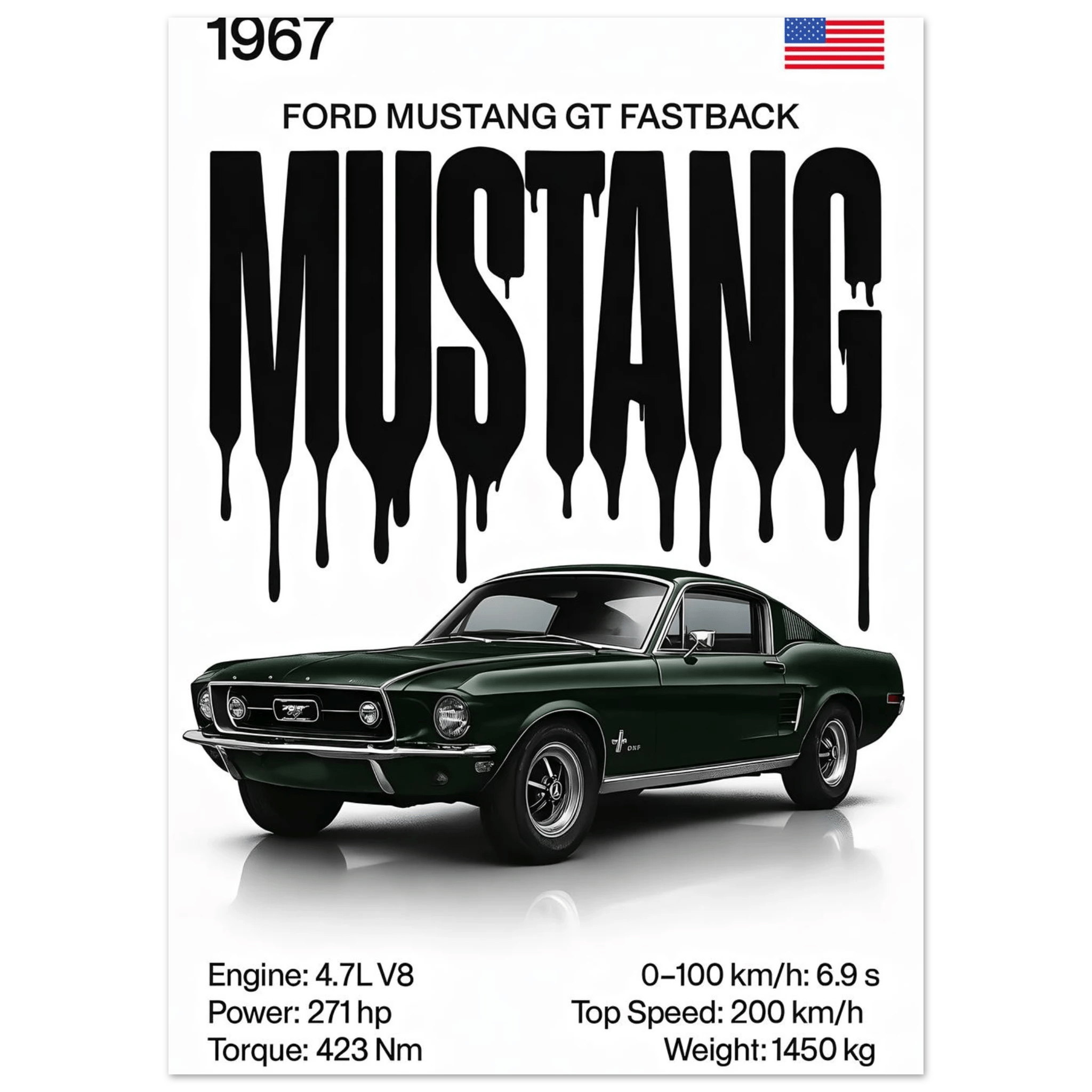 Auto Poster - "Mustang GT Fastback" - KultKabinett