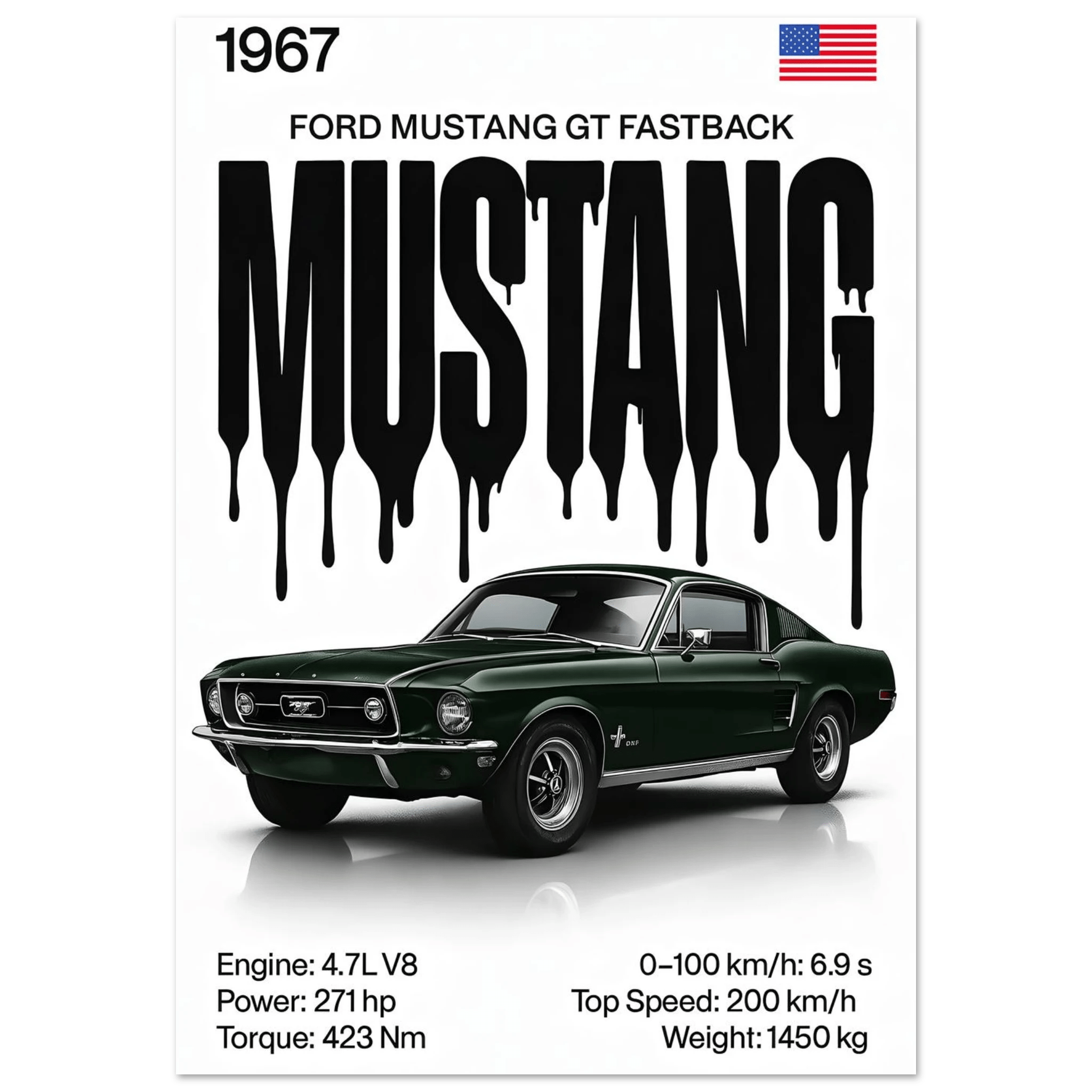 Auto Poster - "Mustang GT Fastback" - KultKabinett