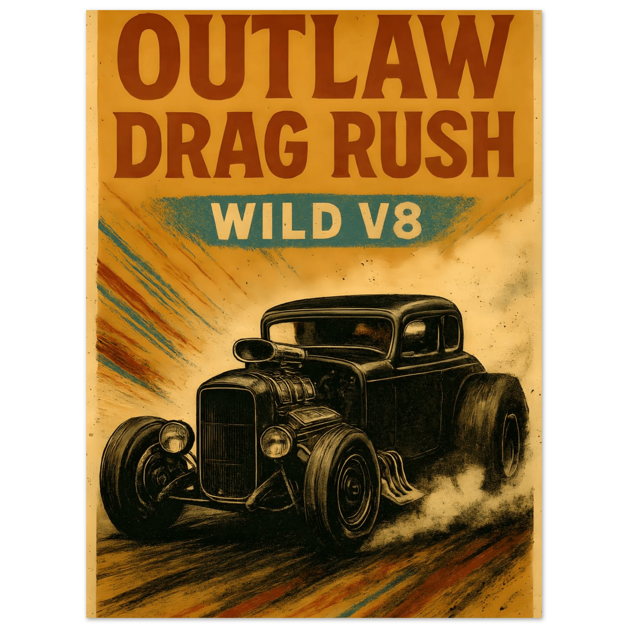 Hotrod Poster - "Outlaw Drag Rush" - KultKabinett