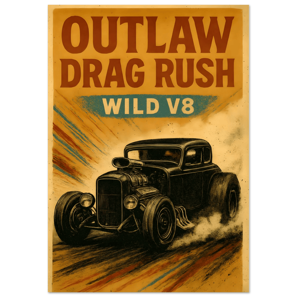 Hotrod Poster - "Outlaw Drag Rush" - KultKabinett