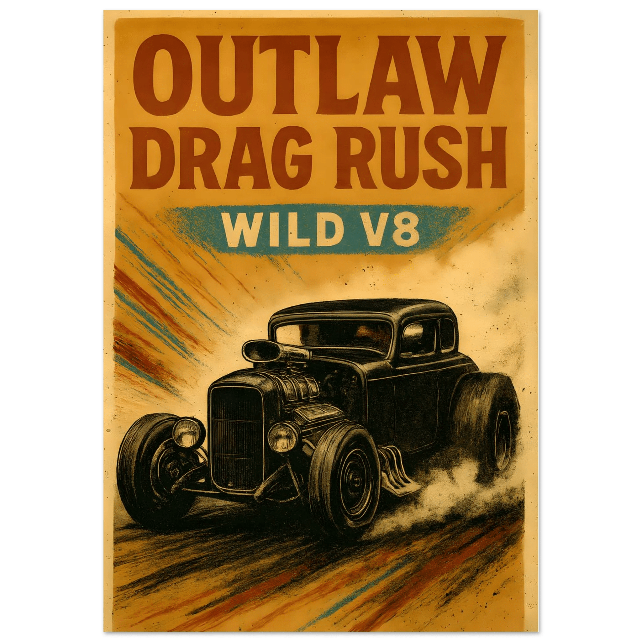 Hotrod Poster - "Outlaw Drag Rush" - KultKabinett