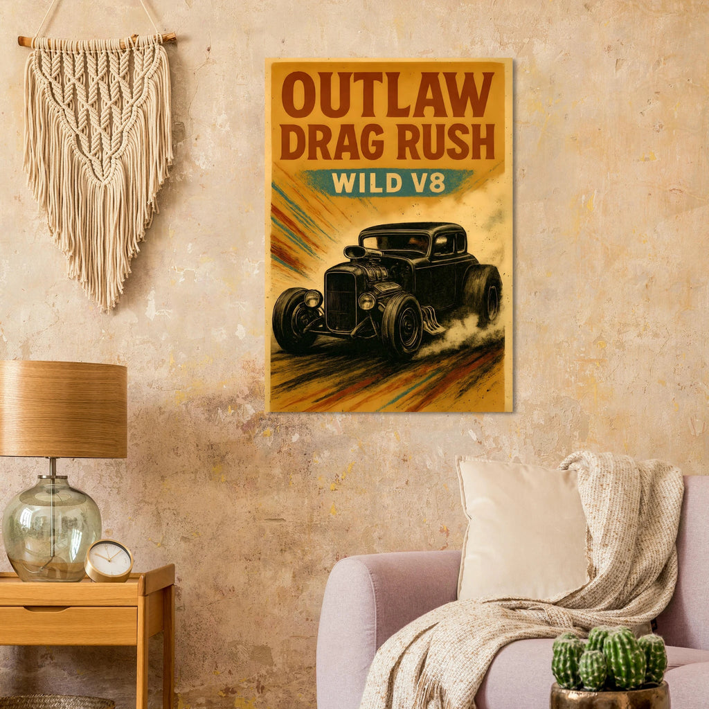 Hotrod Poster - "Outlaw Drag Rush" - KultKabinett
