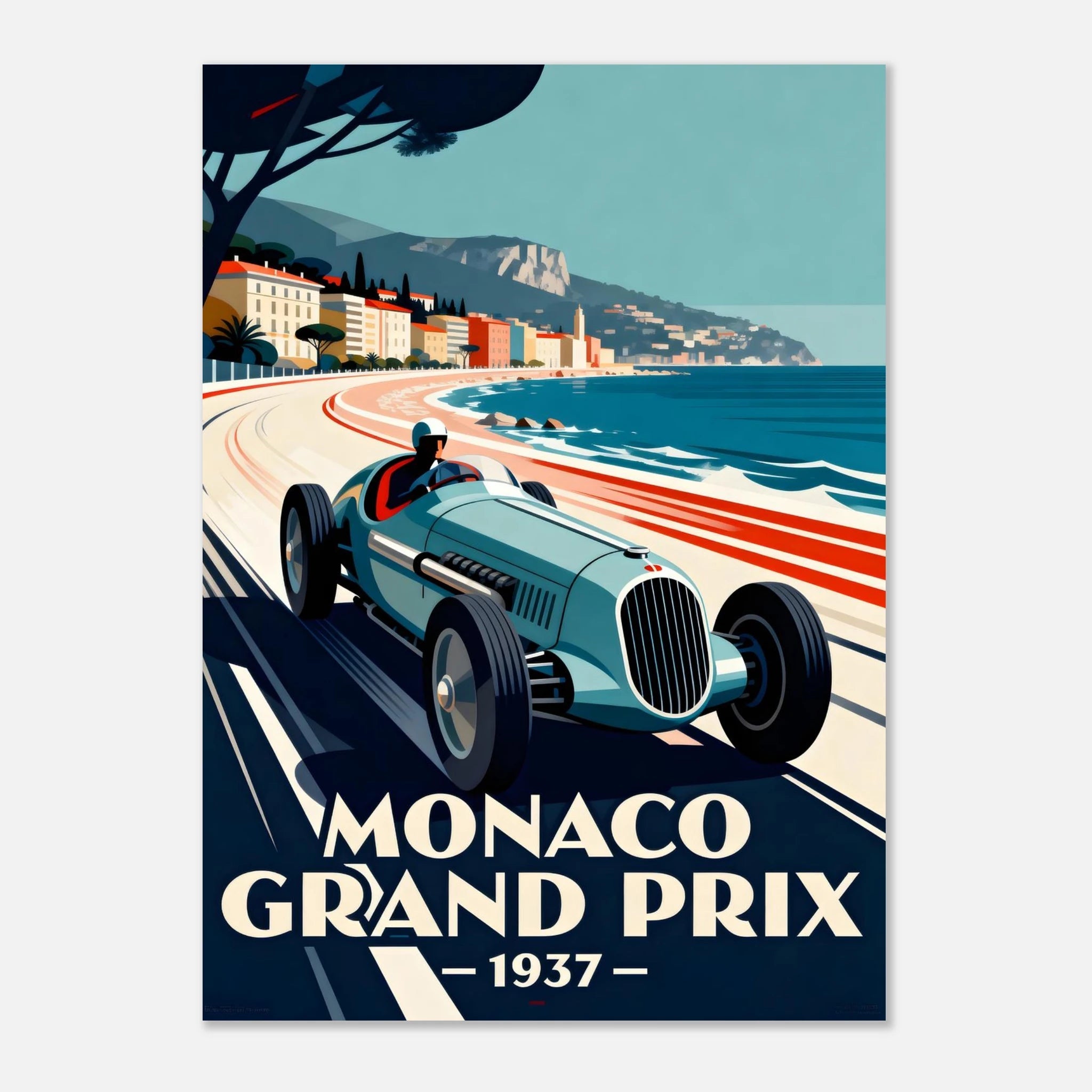 Vintage GrandPrix Poster - "MONACO 1937" - KultKabinett
