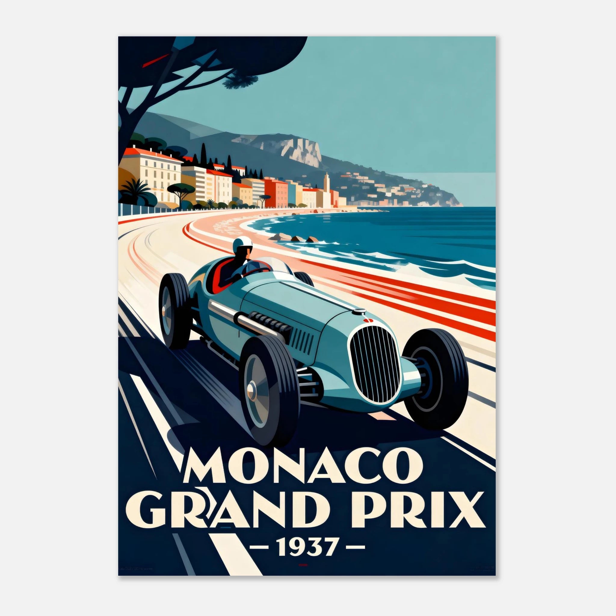 Vintage GrandPrix Poster - "MONACO 1937" - KultKabinett