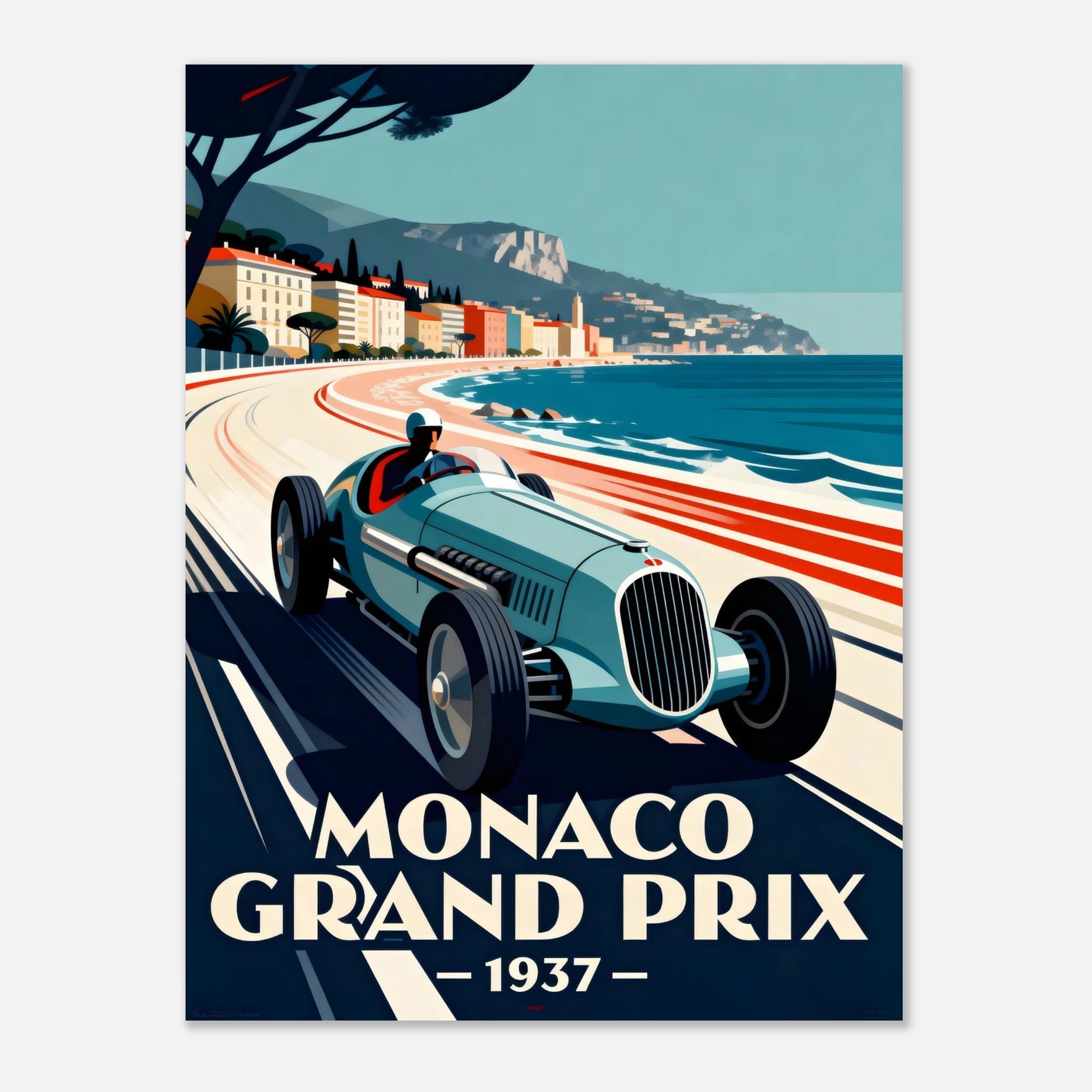 Vintage GrandPrix Poster - "MONACO 1937" - KultKabinett