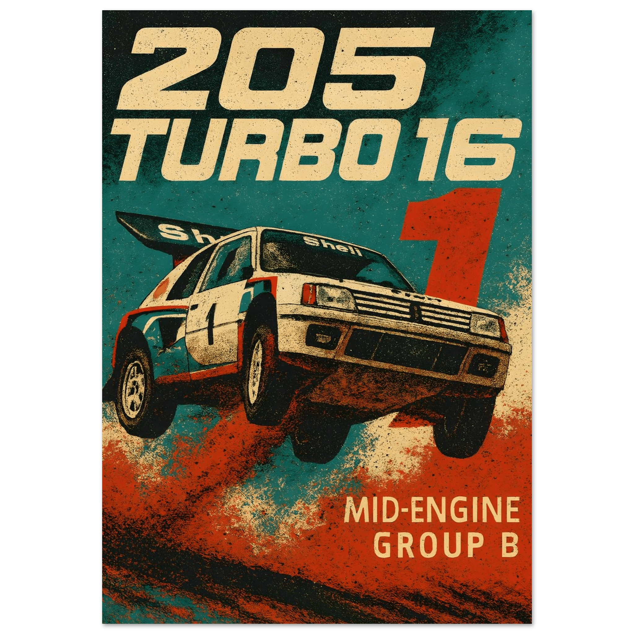 Vintage Gruppe B Poster - "205 Turbo" - KultKabinett