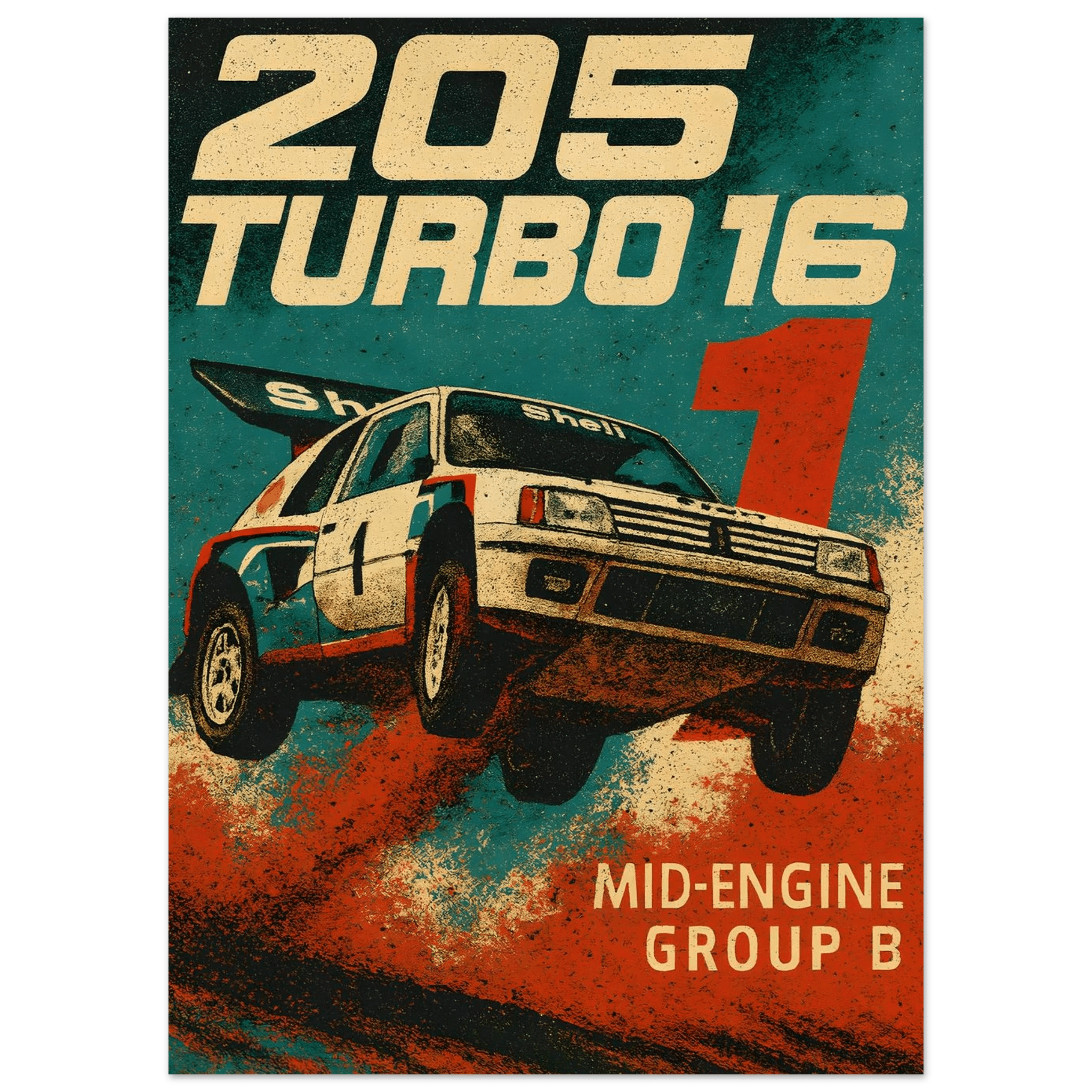 Vintage Gruppe B Poster - "205 Turbo" - KultKabinett